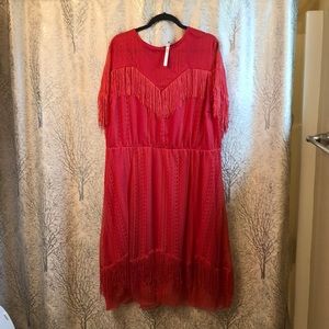 ASOS Coral Fringe Dress